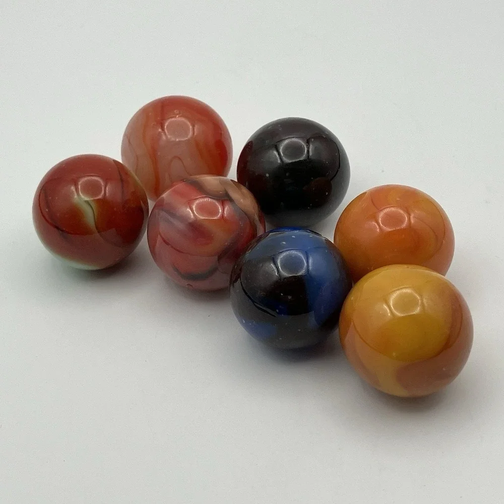 7 - Vintage Glass Marbles / Assorted Mix + Cadmium / Shooters / Glows / No 22